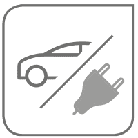 pequeño icono en gris con el símbolo de un coche y un enchufe