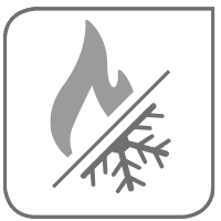 pequeño icono con el símbolo del fuego y copo de nieve en gris