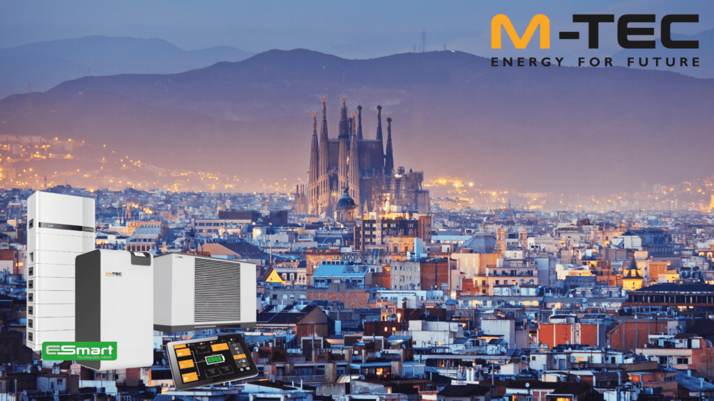 una imagen de una gran ciudad con varios edificios y una gran catedral en el centro. en el lado de la foto hay tres dispositivos blancos y grises, un pequeño monitor negro y un icono en verde