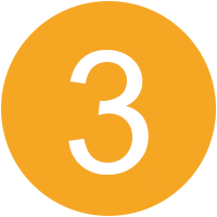 un círculo naranja con el número 3 en blanco