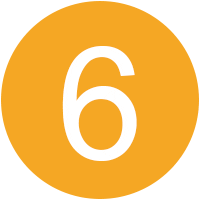 un círculo naranja con el número 6 en blanco