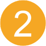 un círculo naranja con el número 2 en blanco