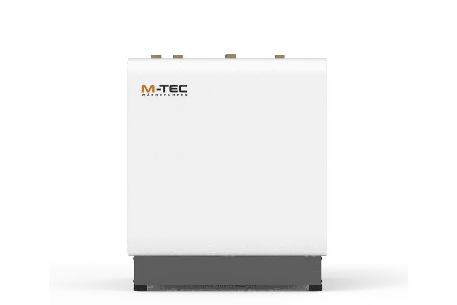 un pequeño dispositivo sobre blanco y gris oscuro. En la parte superior izquierda está el logotipo de M-TEC